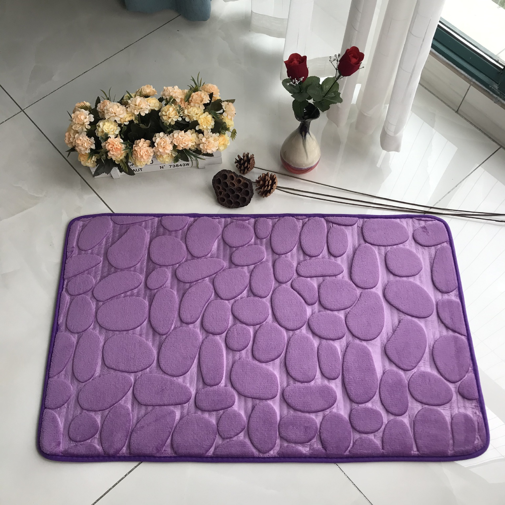 Cobblestone Embossed Carpet Floor Mat Bedroom Foot Mat Doormat Kitchen Bathroom Mat Sponge Water-Absorbing Non-Slip Mat Cobblestone Embossed Carpet Floor Mat Bedroom Foot Mat Doormat Kitchen Bathroom Mat Sponge Water-Absorbing Non-Slip Mat