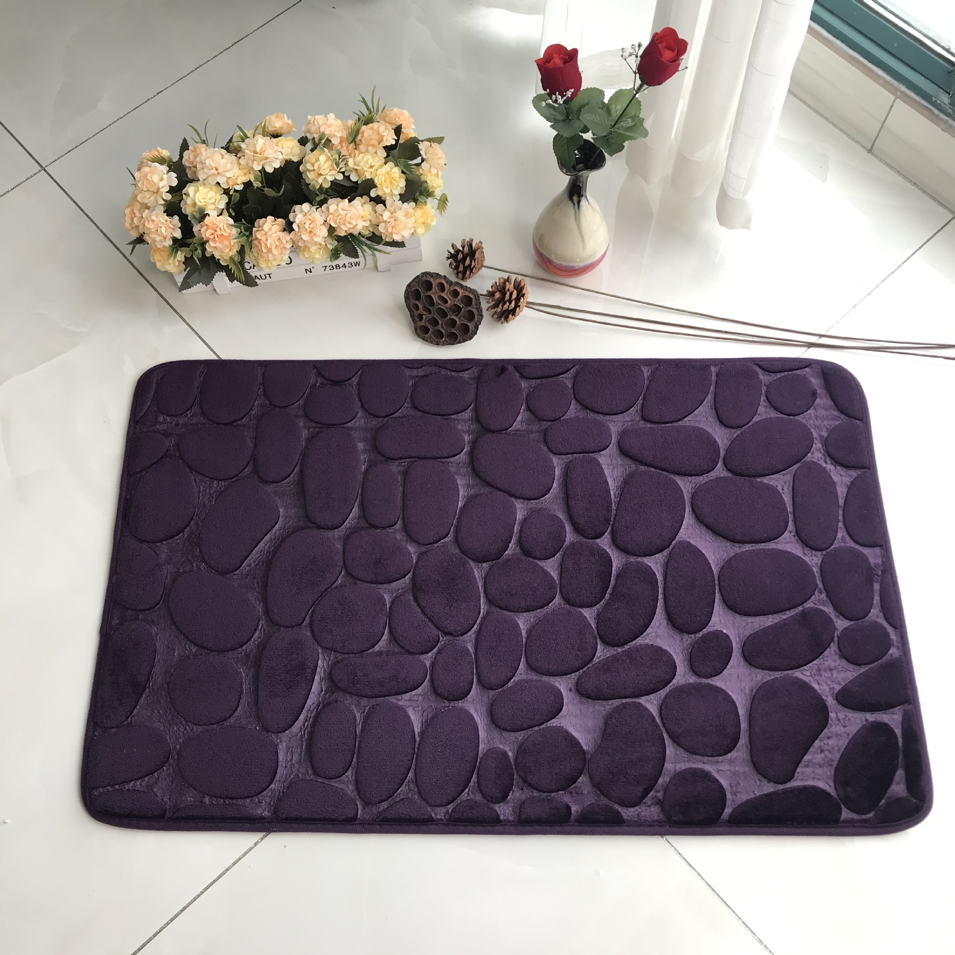 Cobblestone Embossed Carpet Floor Mat Bedroom Foot Mat Doormat Kitchen Bathroom Mat Sponge Water-Absorbing Non-Slip Mat Cobblestone Embossed Carpet Floor Mat Bedroom Foot Mat Doormat Kitchen Bathroom Mat Sponge Water-Absorbing Non-Slip Mat