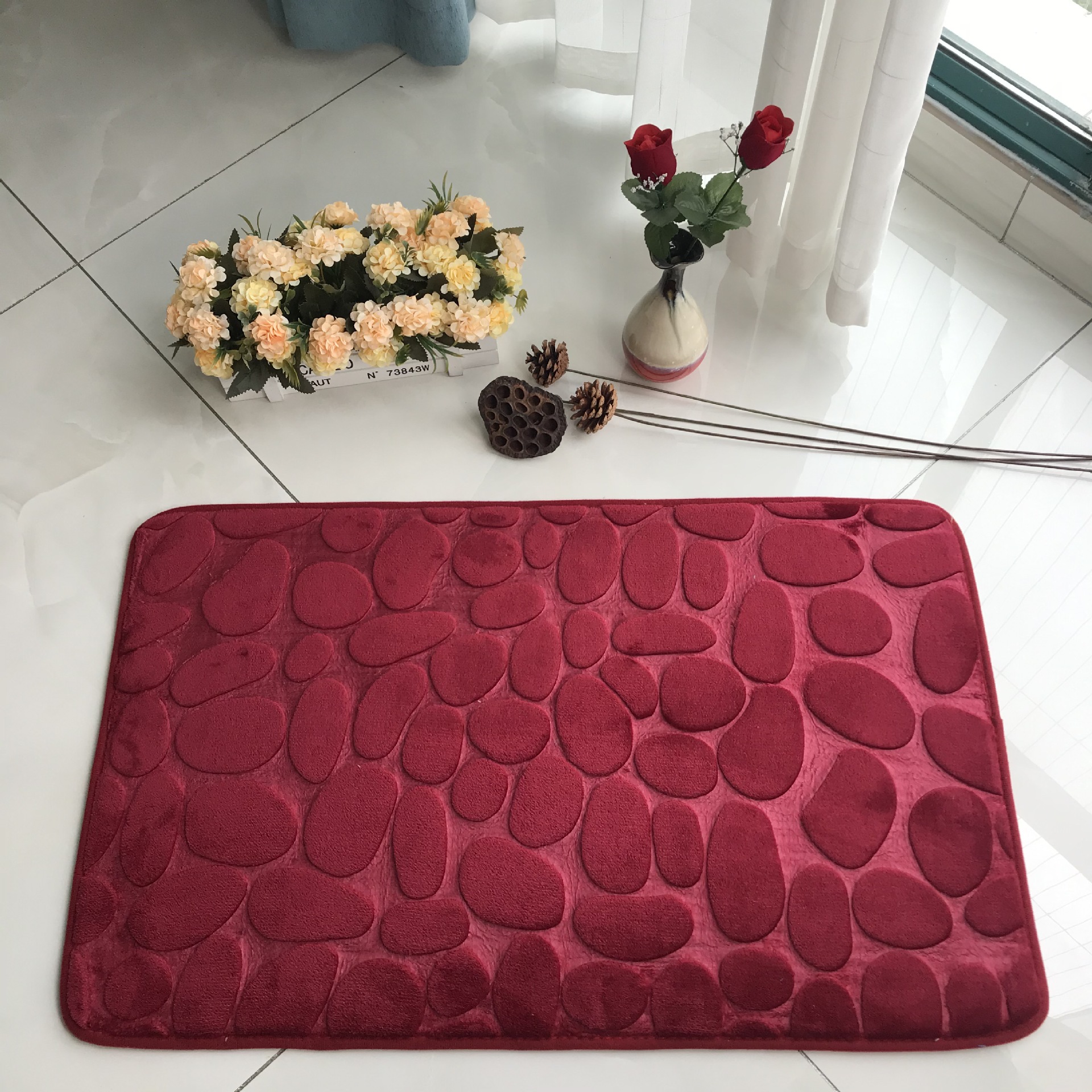 Cobblestone Embossed Carpet Floor Mat Bedroom Foot Mat Doormat Kitchen Bathroom Mat Sponge Water-Absorbing Non-Slip Mat Cobblestone Embossed Carpet Floor Mat Bedroom Foot Mat Doormat Kitchen Bathroom Mat Sponge Water-Absorbing Non-Slip Mat