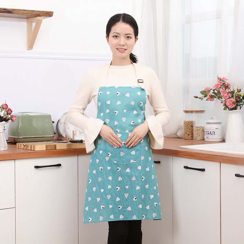 The life blue can wipe The hand to adjust apron print apron hang neck men and women adult bakery kitchen Korean version fashion