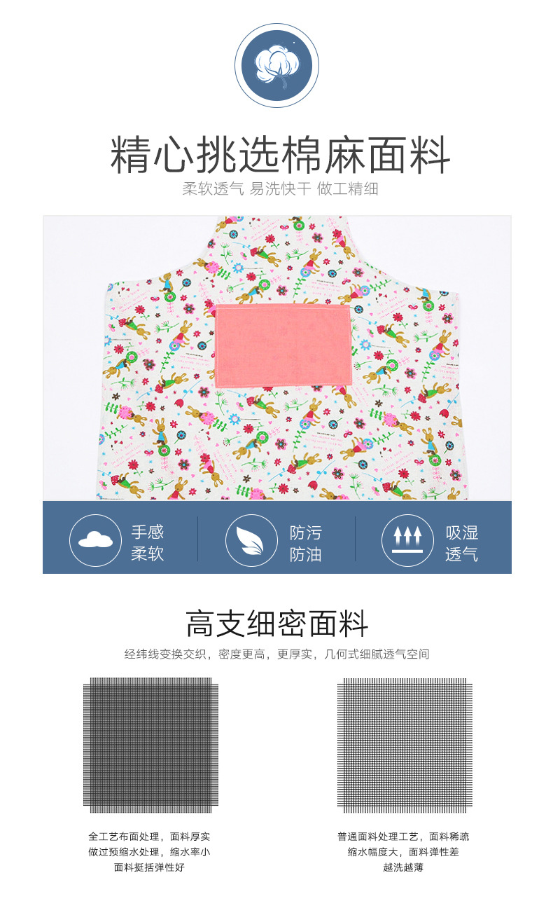 Fanqu New Creative DIY Apron Korean Simple Kitchen Anti-Fouling Apron Restaurant Baking Apron Wholesale