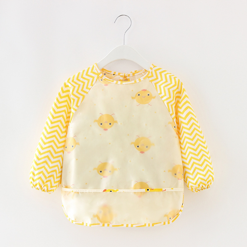 Children's Gown Waterproof Long Sleeve Bib Baby Eating Clothes Apron Cotton Kids Coverall Baby Bib Protective Clothing