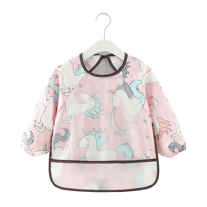 Children's Gown Waterproof Long Sleeve Bib Baby Eating Clothes Apron Cotton Kids Coverall Baby Bib Protective Clothing