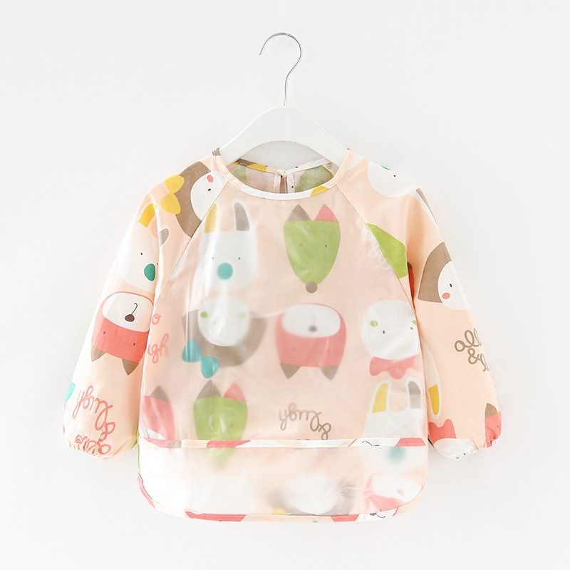 Children's Gown Waterproof Long Sleeve Bib Baby Eating Clothes Apron Cotton Kids Coverall Baby Bib Protective Clothing