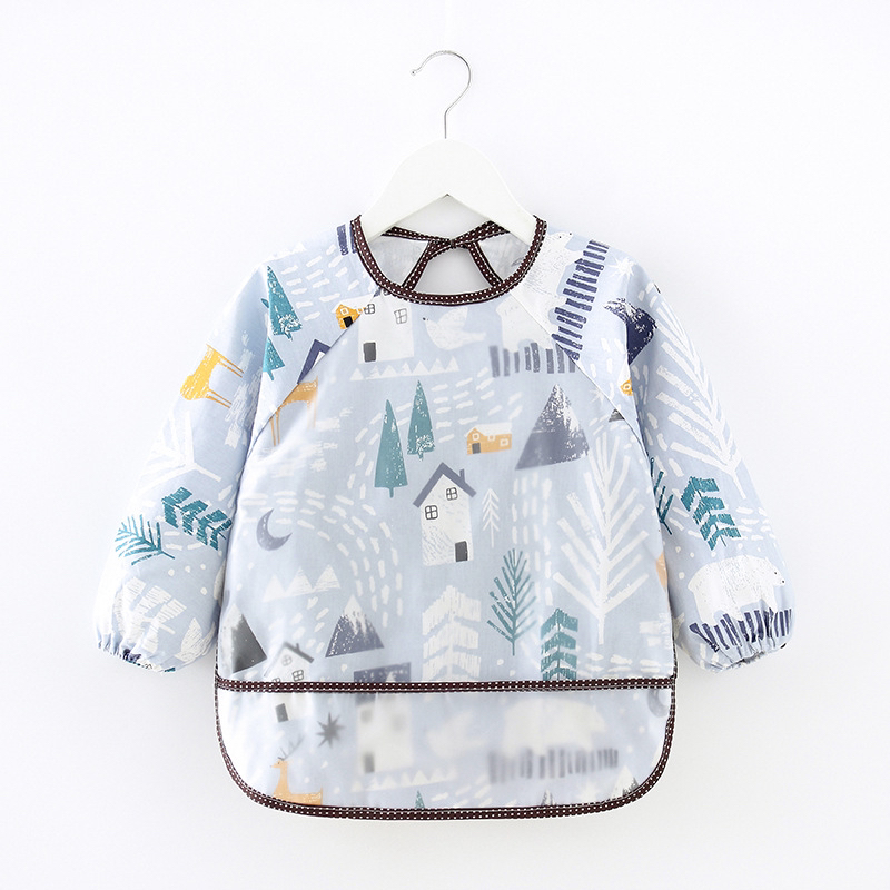 Children's Gown Waterproof Long Sleeve Bib Baby Eating Clothes Apron Cotton Kids Coverall Baby Bib Protective Clothing