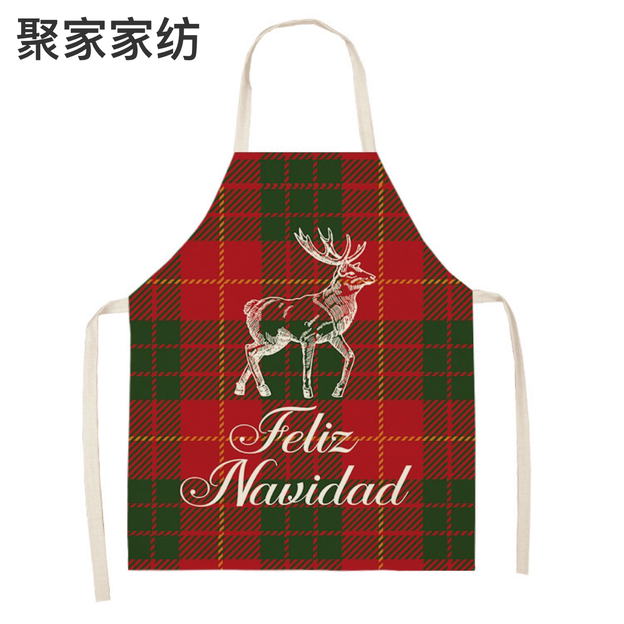 New Fashion Christmas Apron Oil-Proof Household Sleeveless Apron Linen Creative Christmas Style Apron Plaid Pattern