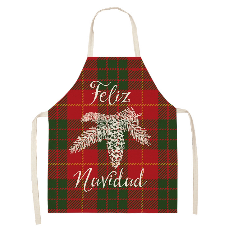 New Fashion Christmas Apron Oil-Proof Household Sleeveless Apron Linen Creative Christmas Style Apron Plaid Pattern New Fashion Christmas Apron Oil-Proof Household Sleeveless Apron Linen Creative Christmas Style Apron Plaid Pattern