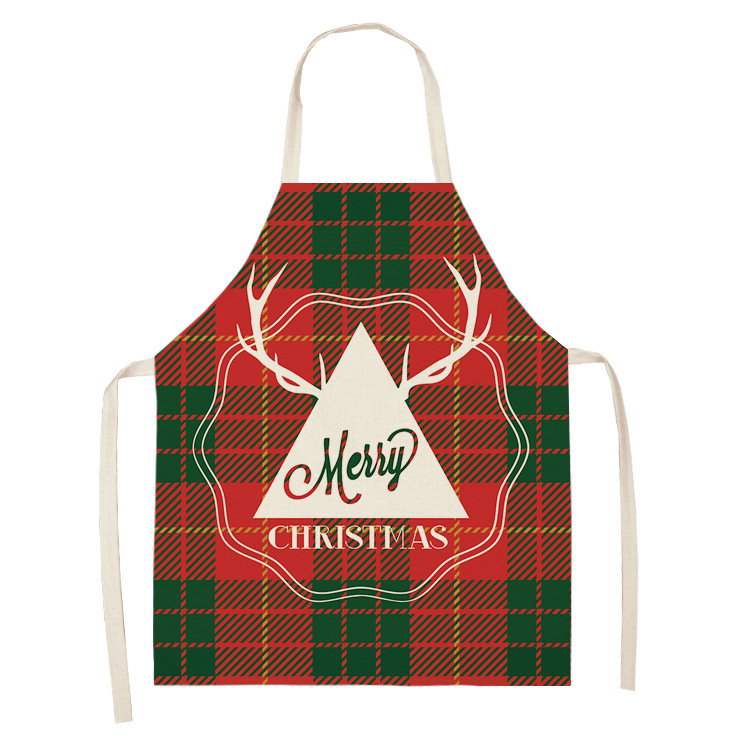 New Fashion Christmas Apron Oil-Proof Household Sleeveless Apron Linen Creative Christmas Style Apron Plaid Pattern New Fashion Christmas Apron Oil-Proof Household Sleeveless Apron Linen Creative Christmas Style Apron Plaid Pattern