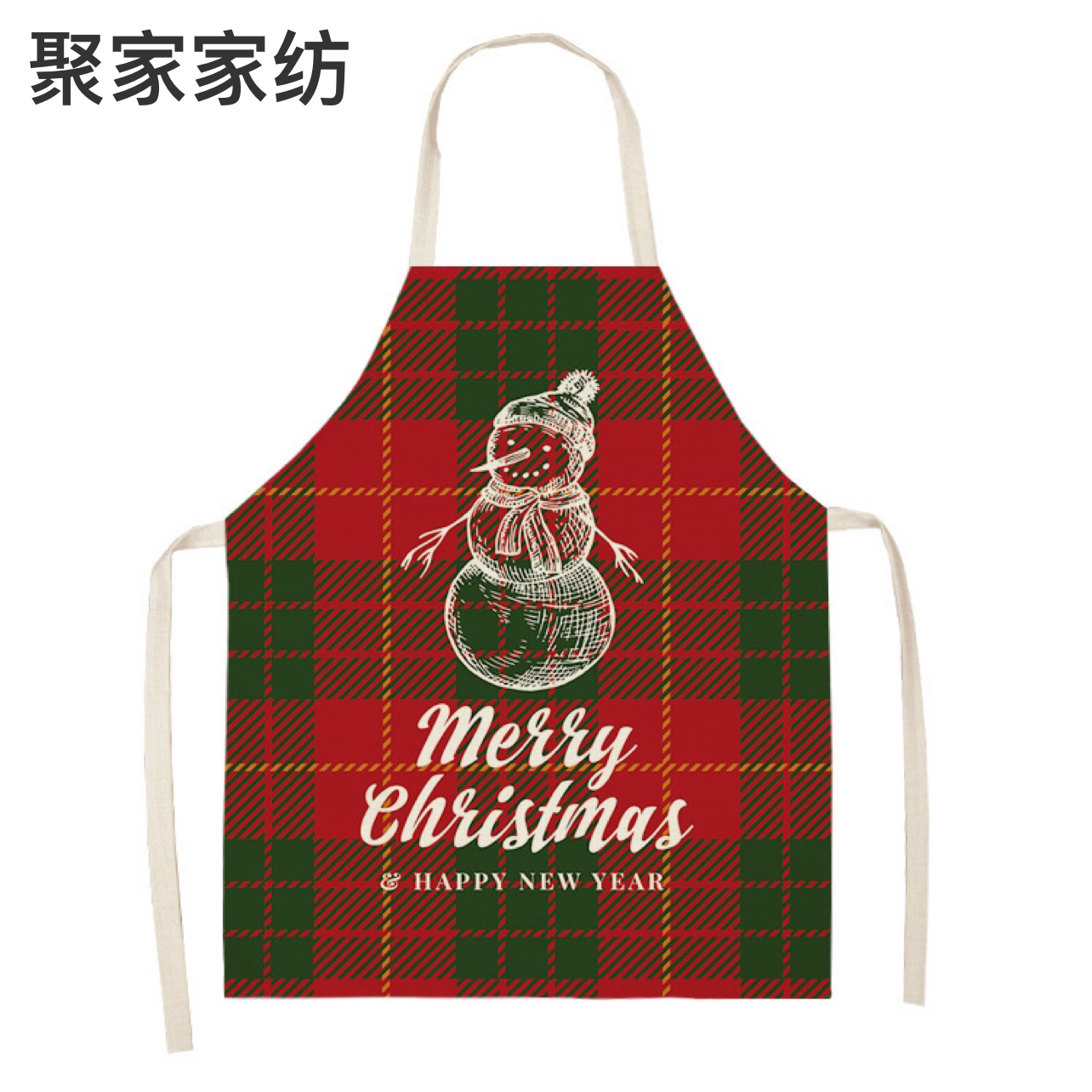 New Fashion Christmas Apron Oil-Proof Household Sleeveless Apron Linen Creative Christmas Style Apron Plaid Pattern