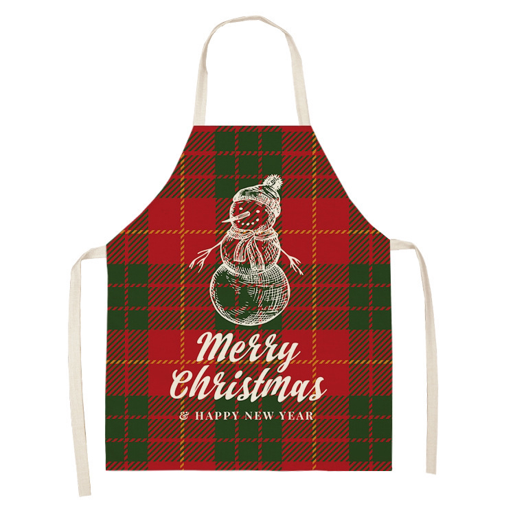 New Fashion Christmas Apron Oil-Proof Household Sleeveless Apron Linen Creative Christmas Style Apron Plaid Pattern New Fashion Christmas Apron Oil-Proof Household Sleeveless Apron Linen Creative Christmas Style Apron Plaid Pattern