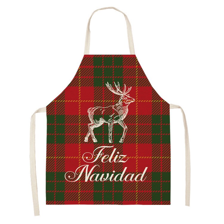 New Fashion Christmas Apron Oil-Proof Household Sleeveless Apron Linen Creative Christmas Style Apron Plaid Pattern New Fashion Christmas Apron Oil-Proof Household Sleeveless Apron Linen Creative Christmas Style Apron Plaid Pattern