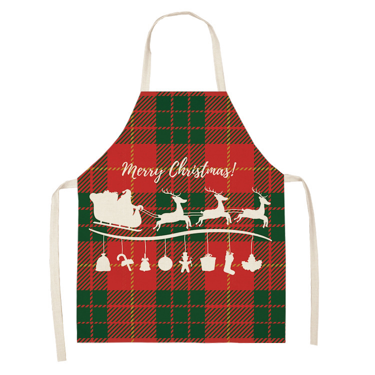 New Fashion Christmas Apron Oil-Proof Household Sleeveless Apron Linen Creative Christmas Style Apron Plaid Pattern New Fashion Christmas Apron Oil-Proof Household Sleeveless Apron Linen Creative Christmas Style Apron Plaid Pattern