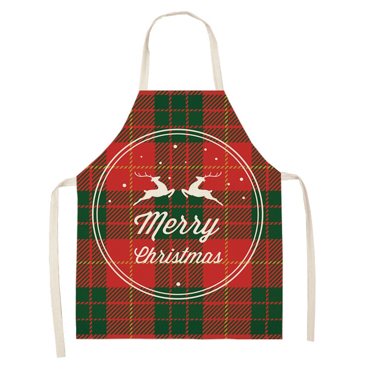 New Fashion Christmas Apron Oil-Proof Household Sleeveless Apron Linen Creative Christmas Style Apron Plaid Pattern New Fashion Christmas Apron Oil-Proof Household Sleeveless Apron Linen Creative Christmas Style Apron Plaid Pattern