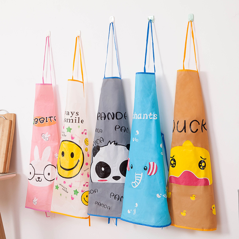 Korean-Style Cartoon Waterproof PVC Apron Kitchen Oil-Proof Antifouling Waterproof Apron Gift Advertising Apron Factory Outlet
