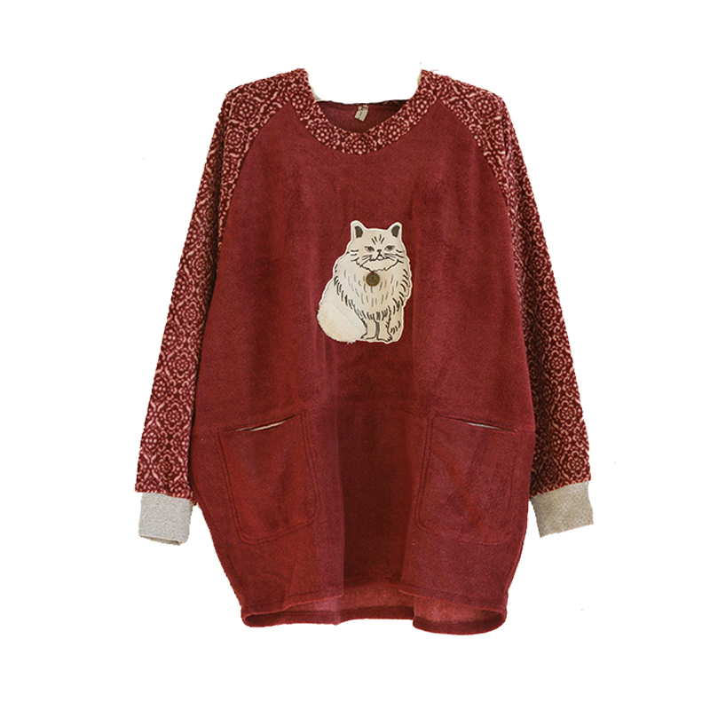 Daily Order Autumn and Winter Thick Warm Overclothes Bib Kitchen Baking Floral Cafe Painting Long Sleeve Apron