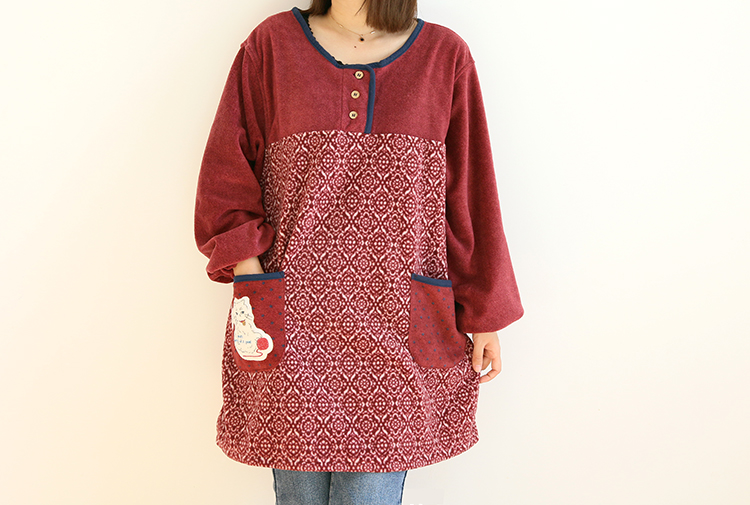 Daily Order Autumn and Winter Thick Warm Overclothes Bib Kitchen Baking Floral Cafe Painting Long Sleeve Apron