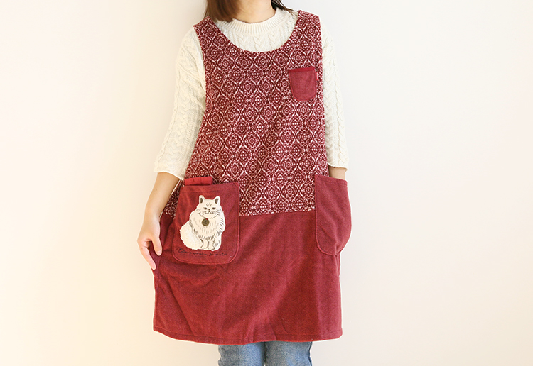 Daily Order Autumn and Winter Thick Warm Overclothes Bib Kitchen Baking Floral Cafe Painting Long Sleeve Apron