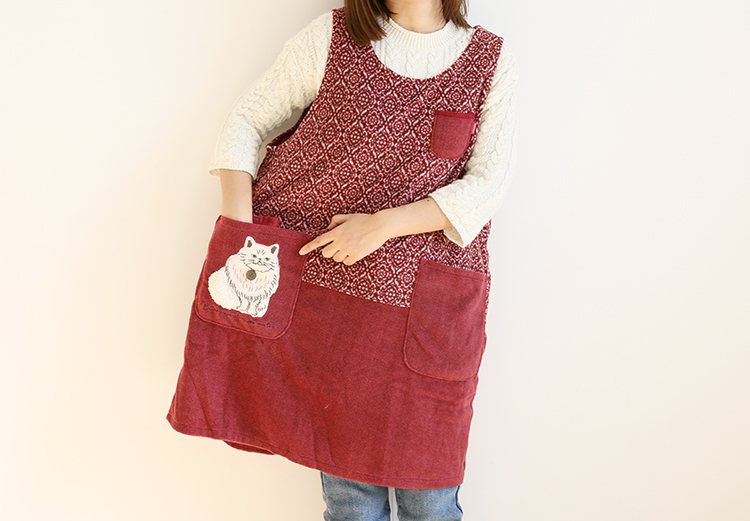 Daily Order Autumn and Winter Thick Warm Overclothes Bib Kitchen Baking Floral Cafe Painting Long Sleeve Apron