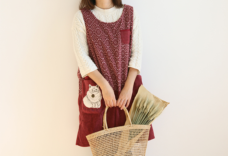 Daily Order Autumn and Winter Thick Warm Overclothes Bib Kitchen Baking Floral Cafe Painting Long Sleeve Apron