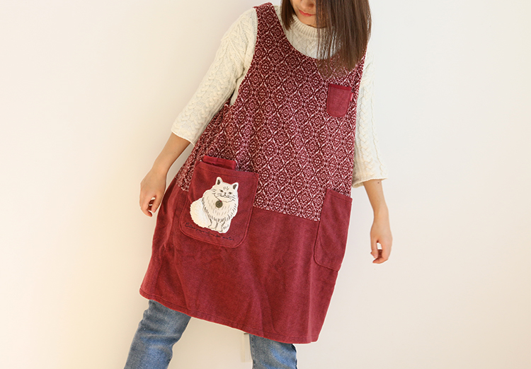 Daily Order Autumn and Winter Thick Warm Overclothes Bib Kitchen Baking Floral Cafe Painting Long Sleeve Apron