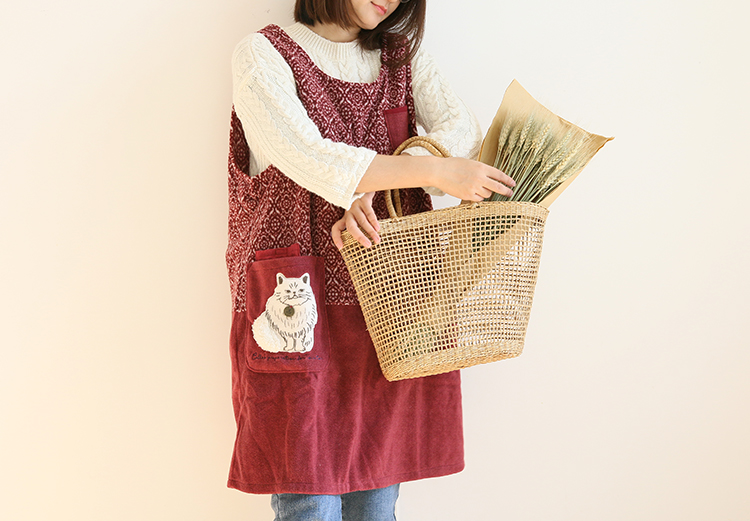 Daily Order Autumn and Winter Thick Warm Overclothes Bib Kitchen Baking Floral Cafe Painting Long Sleeve Apron