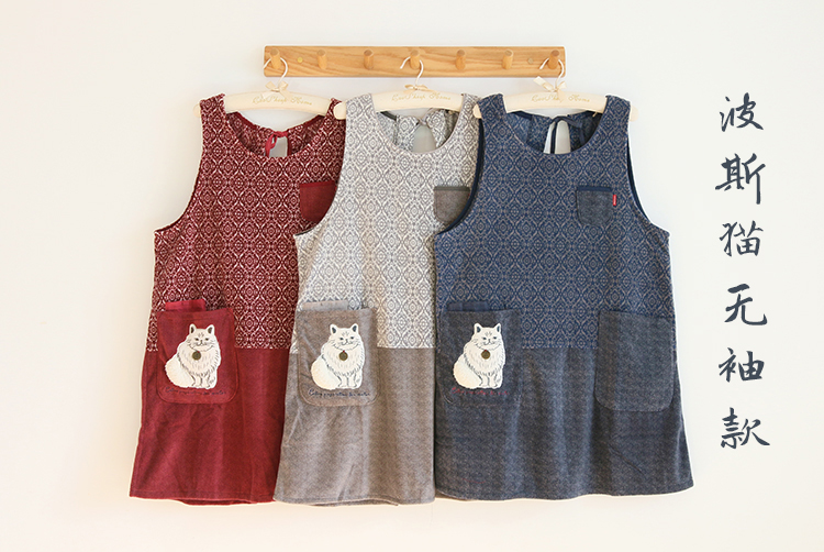 Daily Order Autumn and Winter Thick Warm Overclothes Bib Kitchen Baking Floral Cafe Painting Long Sleeve Apron
