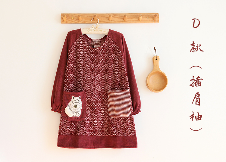 Daily Order Autumn and Winter Thick Warm Overclothes Bib Kitchen Baking Floral Cafe Painting Long Sleeve Apron