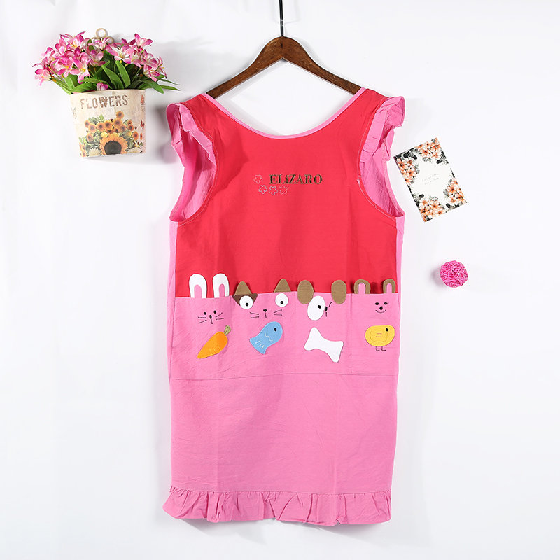 Korean version of cotton fashion cartoon stick cloth three-dimensional embroidery baking home wear back vest apron Korean version of cotton fashion cartoon stick cloth three-dimensional embroidery baking home wear back vest apron
