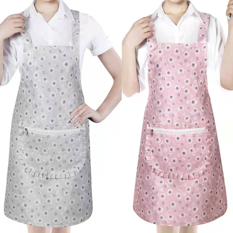 Snowflake Zipper Apron Korean Style Apron Hotel Catering Work Sleeveless Apron Household Cleaning Kitchen Antifouling