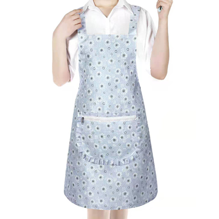 Snowflake Zipper Apron Korean Style Apron Hotel Catering Work Sleeveless Apron Household Cleaning Kitchen Antifouling