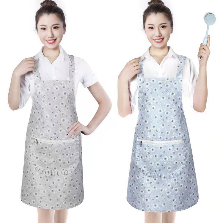 Snowflake Zipper Apron Korean Style Apron Hotel Catering Work Sleeveless Apron Household Cleaning Kitchen Antifouling Snowflake Zipper Apron Korean Style Apron Hotel Catering Work Sleeveless Apron Household Cleaning Kitchen Antifouling