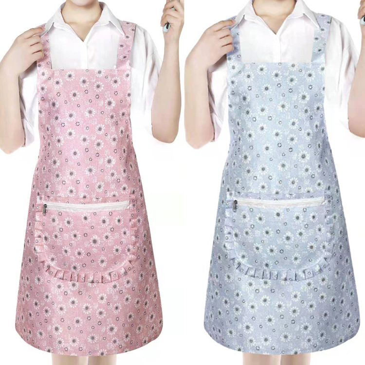 Snowflake Zipper Apron Korean Style Apron Hotel Catering Work Sleeveless Apron Household Cleaning Kitchen Antifouling Snowflake Zipper Apron Korean Style Apron Hotel Catering Work Sleeveless Apron Household Cleaning Kitchen Antifouling
