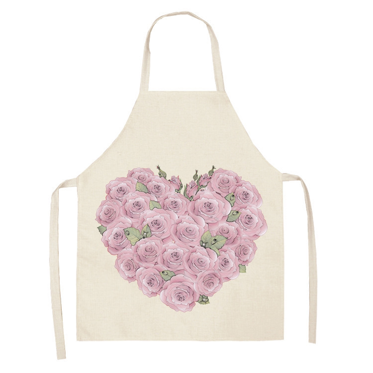 Apron Christmas Valentine's Day Linen Printing Home Kitchen Waterproof Graphic Customization Cross-Border Apron