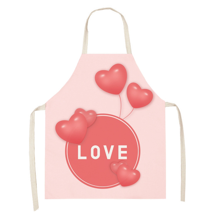 Apron Christmas Valentine's Day Linen Printing Home Kitchen Waterproof Graphic Customization Cross-Border Apron