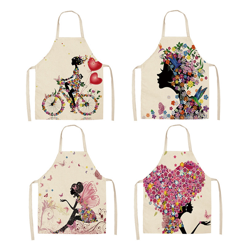 Cross-Border Apron Valentine's Day English Love Apron Linen Adult Thickened Kitchen Custom Waterproof Oil-Proof Apron