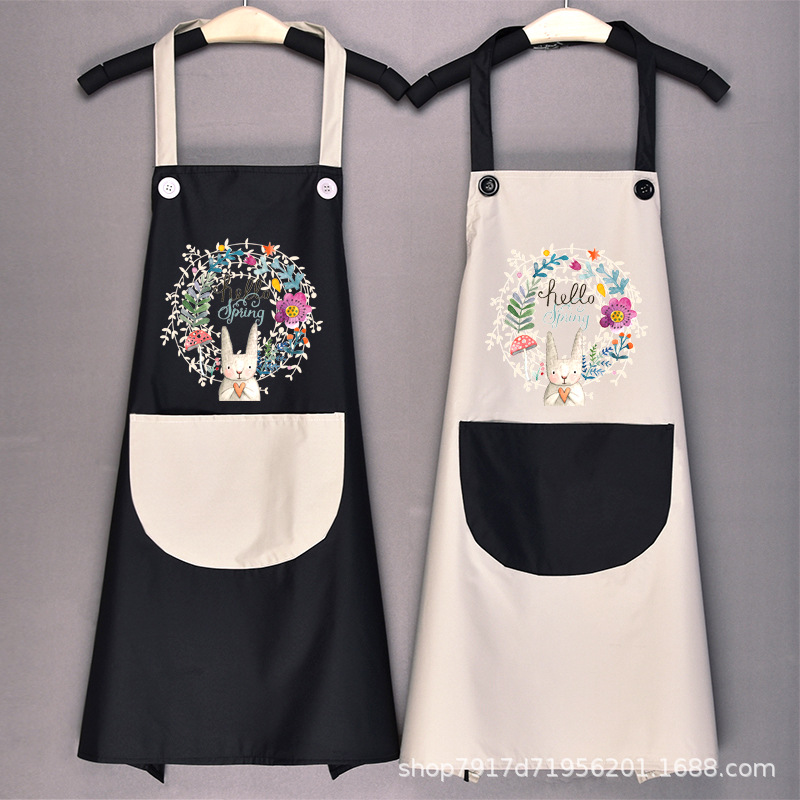 Summer Cute Cooking Women's Apron Household Kitchen Waterproof and Oil-Proof Japanese Adult Work Waist Protection Cloth Custom