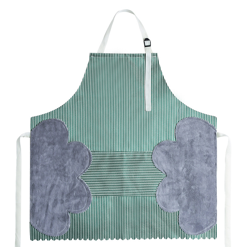 Erasable Hand Apron Household Kitchen Waterproof Oilproof Cooking Coverall Bib Apron Large Pocket Hand Towel