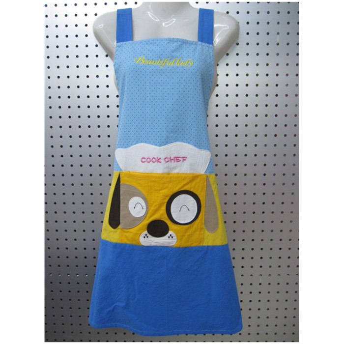 Korean version of yeast washed cotton square dog cartoon three-dimensional embroidery apron antifouling with home apron Korean version of yeast washed cotton square dog cartoon three-dimensional embroidery apron antifouling with home apron