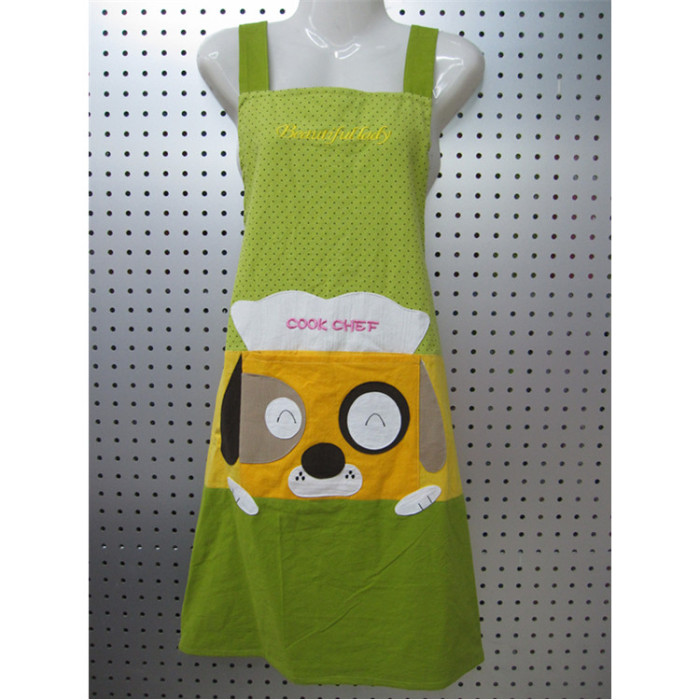 Korean version of yeast washed cotton square dog cartoon three-dimensional embroidery apron antifouling with home apron Korean version of yeast washed cotton square dog cartoon three-dimensional embroidery apron antifouling with home apron