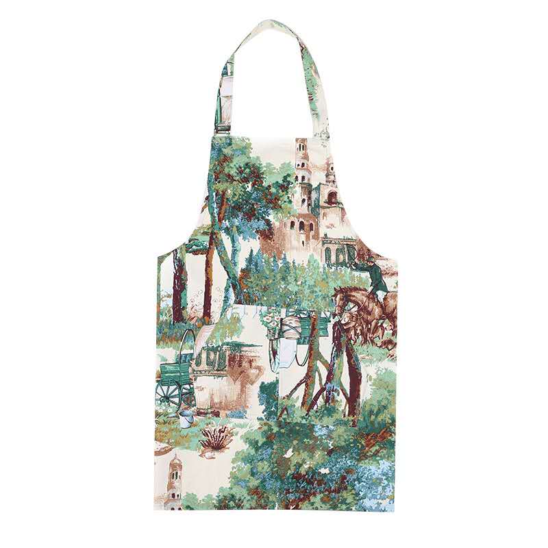 Life Blue Canvas Cloth Apron Protective Clothing Kitchen Baking Room Apron Halter Household Adult Men&#039;s and Women&#039;s Coffee Shop Stain-Resistant