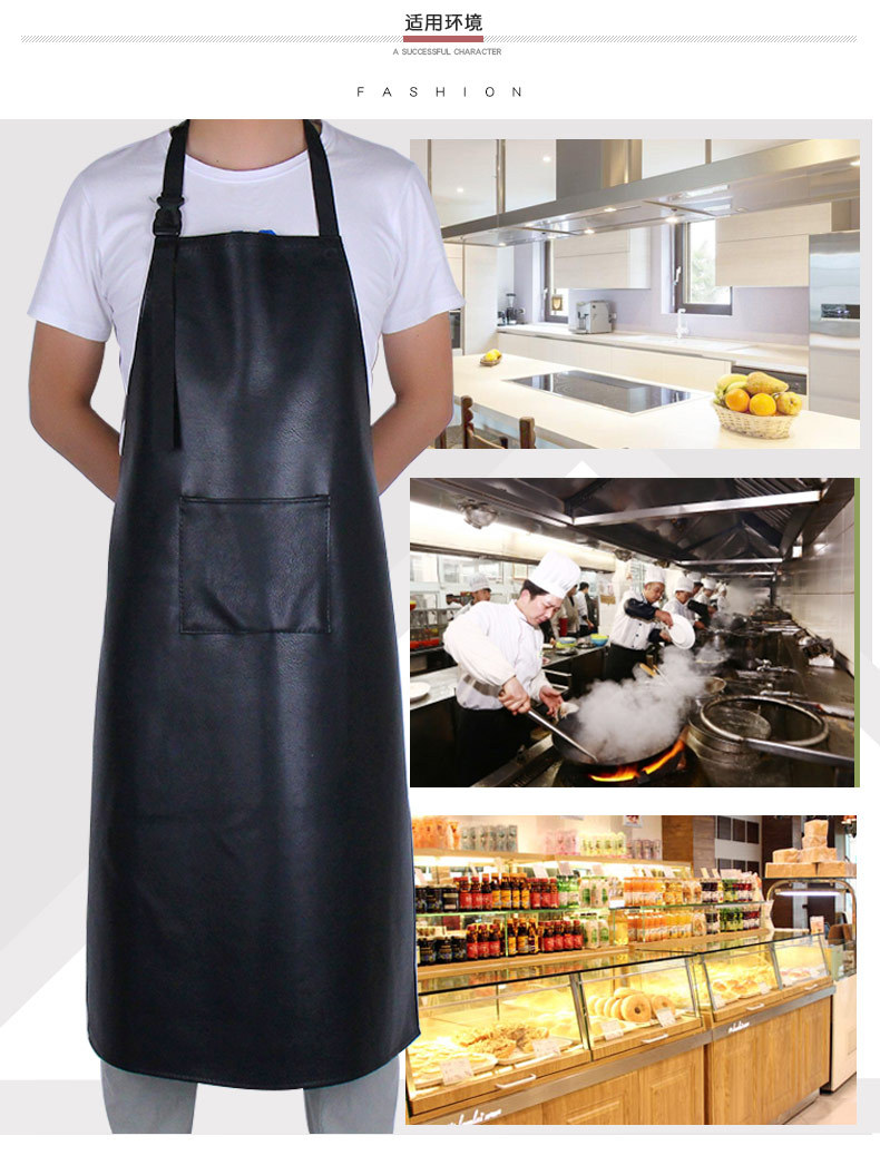 Kitchen Oilproof Apron Adult Waterproof Apron Leather Smock Waterproof Work Wear-Resistant Thickening Kitchen Dishwashing Waist