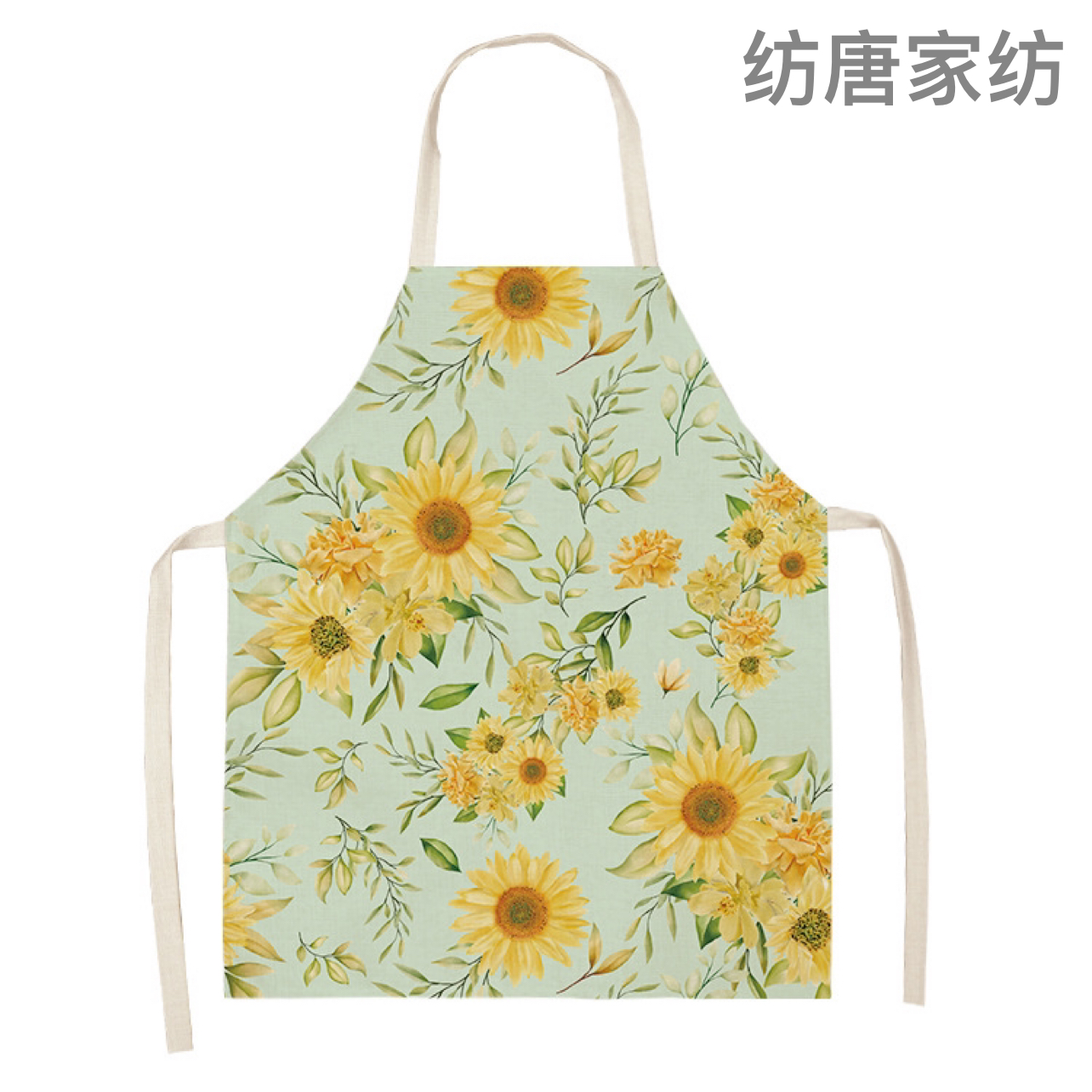 Flower Series Linen Printed Apron Support Graphic Customization Factory Wholesale