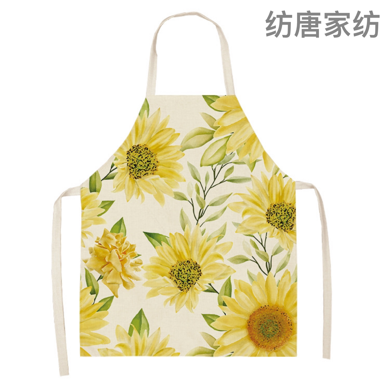 Flower Series Linen Printed Apron Support Graphic Customization Factory Wholesale