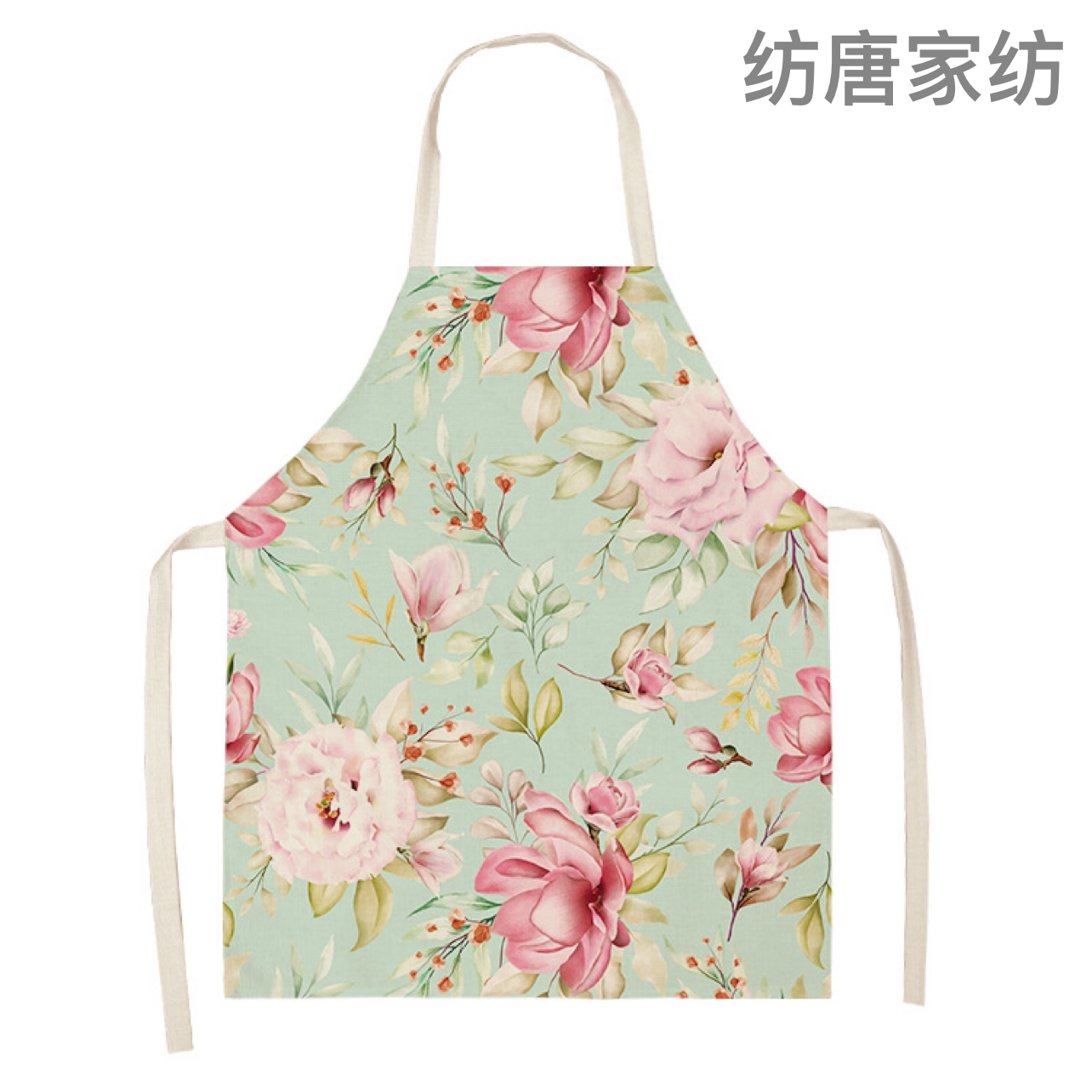 Flower Series Linen Printed Apron Support Graphic Customization Factory Wholesale