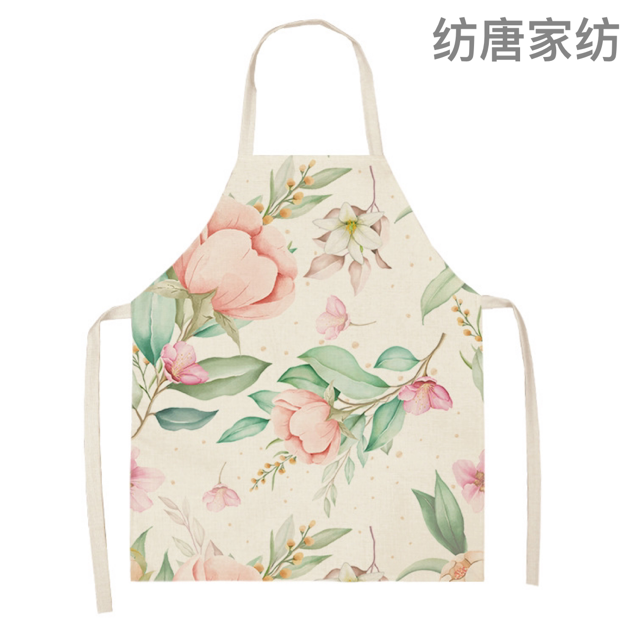 Flower Series Linen Printed Apron Support Graphic Customization Factory Wholesale