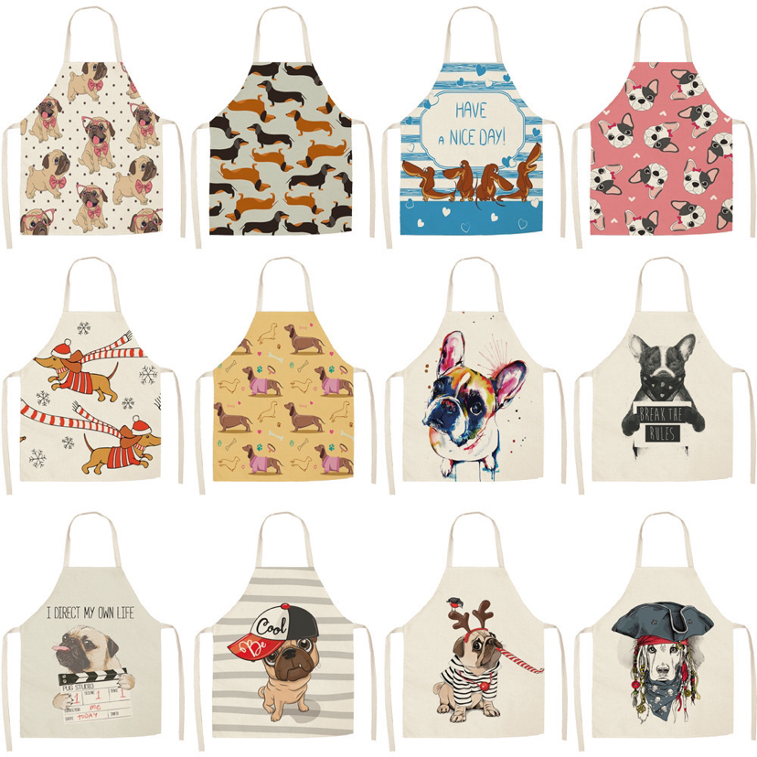 Flower Series Linen Printed Apron Support Graphic Customization Factory Wholesale Flower Series Linen Printed Apron Support Graphic Customization Factory Wholesale