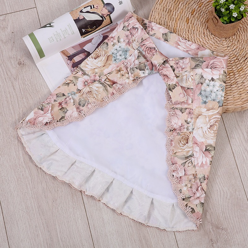 Factory Direct Sales Fashion Korean Style Double-Layer Waterproof Ruffled Half-Length Kitchen Tidy Household Cooking Women's Apron