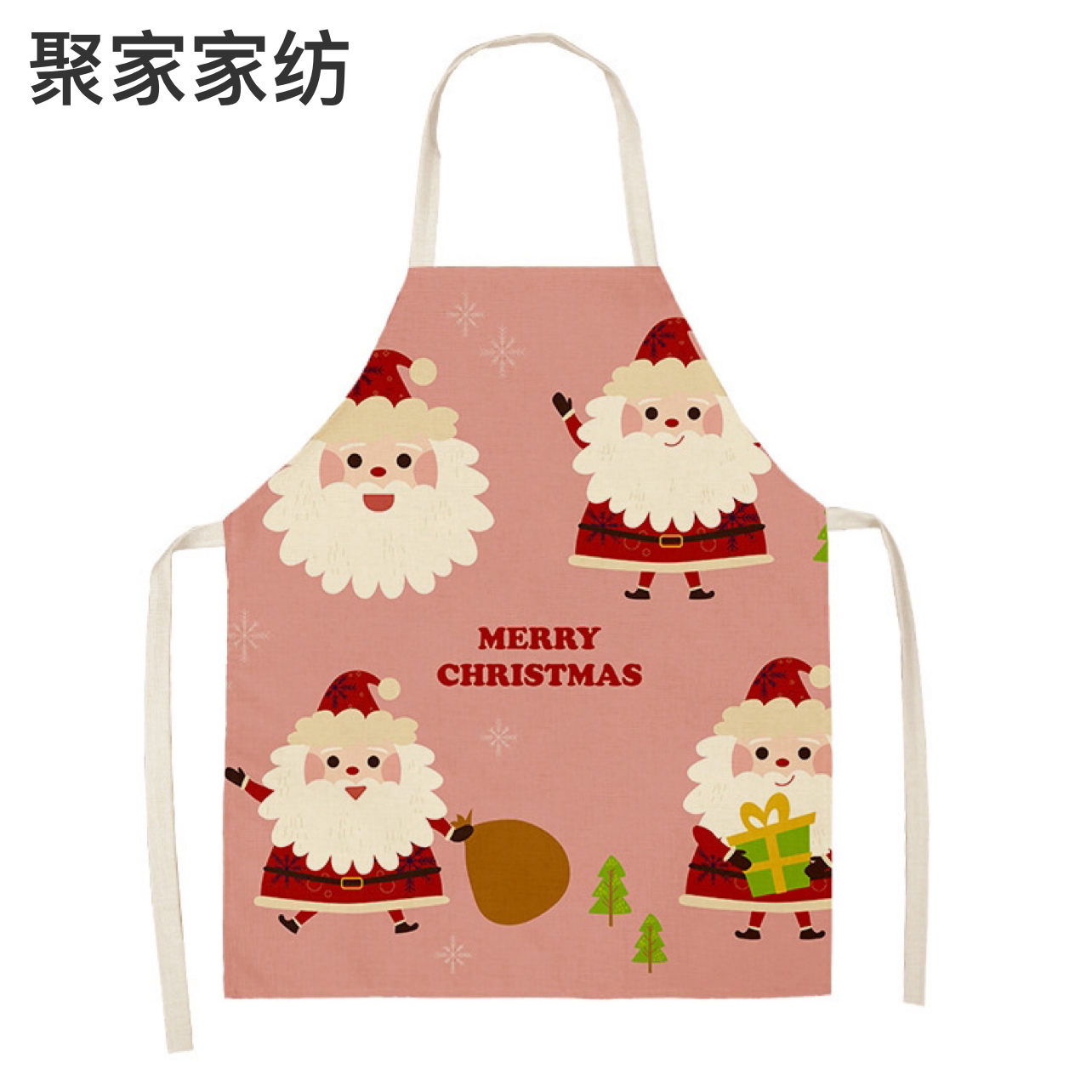 2021 New Christmas Series Linen Apron Home Cleaning Sleeveless Coverall Santa Claus Apron