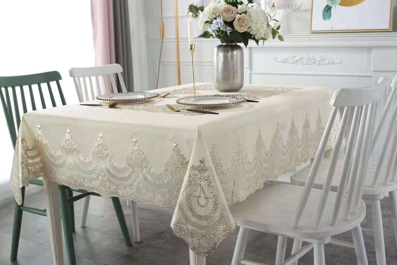 Dining table cloth waterproof, oil and water proof, no washing PVC household rectangular simple European bronzing table Dining table cloth waterproof, oil and water proof, no washing PVC household rectangular simple European bronzing table