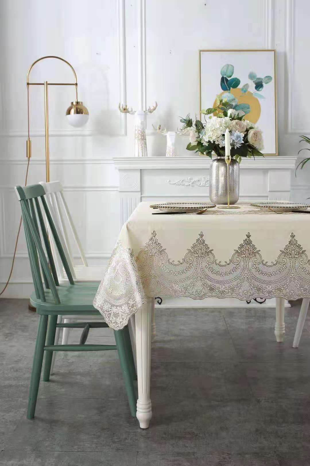 Dining table cloth waterproof, oil and water proof, no washing PVC household rectangular simple European bronzing table Dining table cloth waterproof, oil and water proof, no washing PVC household rectangular simple European bronzing table